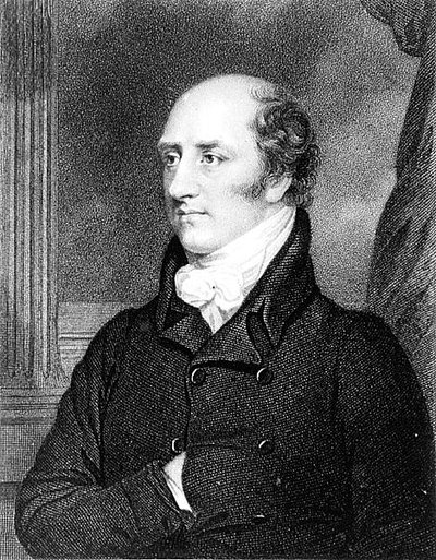 ウィリアム・ホルトが彫刻したジョージ・カニング（1770-1827）の肖像（エングレービング）（モノクロ写真 作： Thomas (after) Stewardson