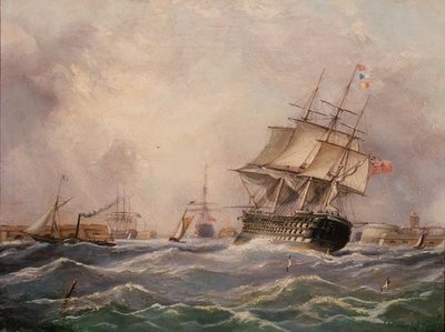 ポーツマス沖のイギリス軍艦 作： Thomas (attr. to) Buttersworth