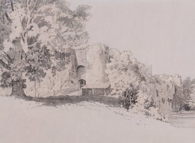 チェプストウ城（ガッシュの地面にペン、ブラシ、インク） 作： Thomas (attr. to) Tudor