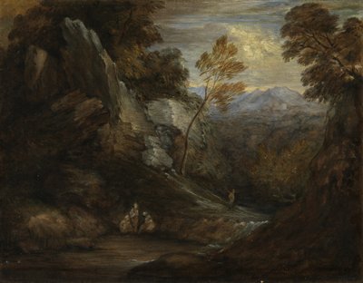 想像上の風景、c1880-1920（キャンバスに紙に油彩） 作： Thomas (follower of) Gainsborough