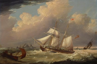 1828年にドイツのエルベ川に入るイギリスの旅団「ガイド」 作： Thomas A. Binks