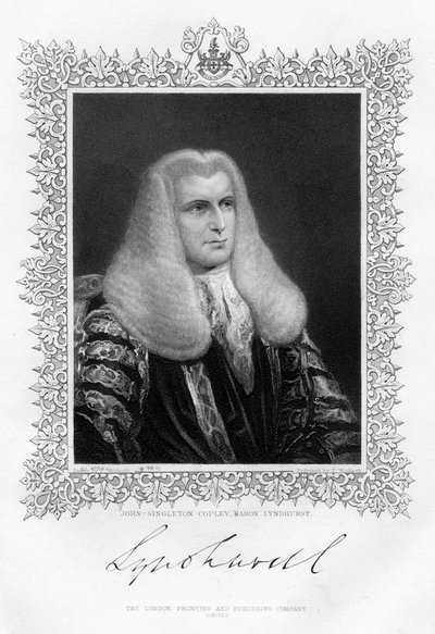 ジョンシングルトンコプリー1738〜1815年、イギリス首相兼政治家、19世紀。 作： Thomas A. Woolnoth