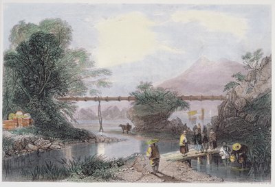 ジョージニューウェナムライト（c.1790-1877）1843の「中国の一連の景色」からヘンリーアダードによって彫刻された香港の竹の水道橋 作： Thomas Allom