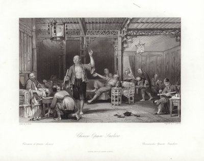 中国のアヘン喫煙者 作： Thomas Allom