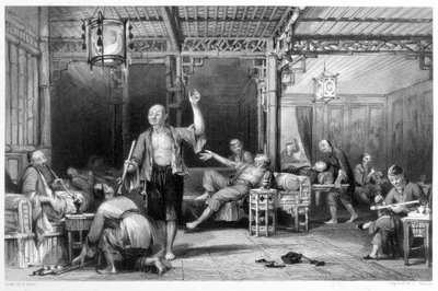 中国のアヘン喫煙者、1843年 作： Thomas Allom