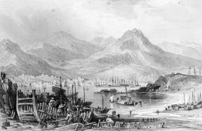 サミュエルフィッシャーによって刻まれた、Kow-loonからの香港 作： Thomas Allom