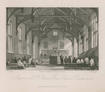 St Olaveのフリースクールの内部 作： Thomas Allom