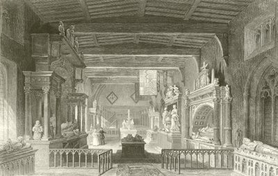 ラスターランド伯爵の記念碑、ボスターズフォード教会、レスターシャー 作： Thomas Allom