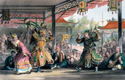 太陽と月」のスペクタクルの一場面」中国、1843年 作： Thomas Allom