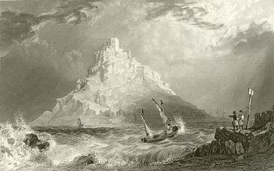 セントマイケルズマウント、コーンウォール 作： Thomas Allom