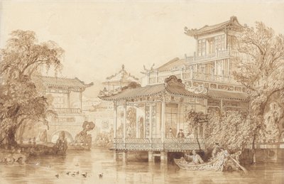 広州近くの中国商人の家 作： Thomas Allom