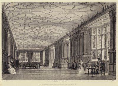 ロングギャラリー、ハドンホール、ダービーシャー 作： Thomas Allom
