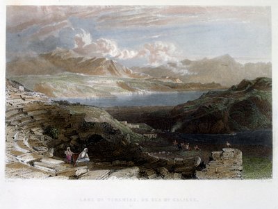 パレスチナのティベリウス (ガリラヤ)。 c. 1837年（水彩） 作： Thomas Allom
