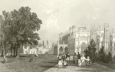 イートンホール、チェシャーの西の前部 作： Thomas Allom