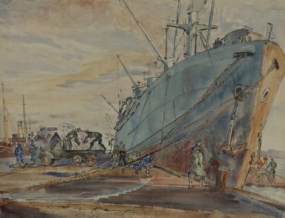 U.S.リバティ・シップ（水彩・紙） 作： Thomas Barclay Hennell