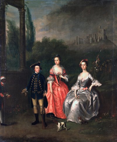 フェンウィック船長とその妻イザベラオードと彼の姉妹アンの肖像、1746年頃 作： Thomas Bardwell