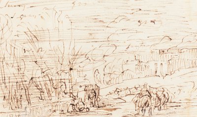 風景の中の人物 [裏面] 作： Thomas Barker