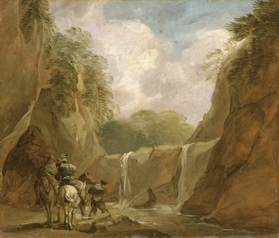 サンタガタ近郊の風景（油彩・紙・板） 作： Thomas Barker of Bath