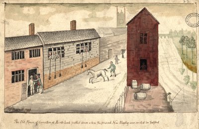 House of Correction、マンチェスター、1819年（紙にペンとインクとトイレ） 作： Thomas Barritt