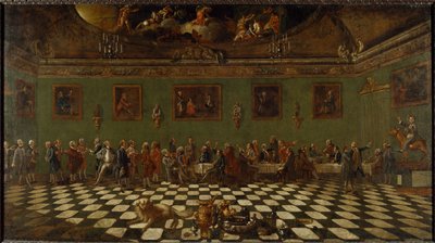 フィレンツェの英国クラブハウス」（油彩・キャンバス 作： Thomas and Batoni Pompeo Girolamo Patch
