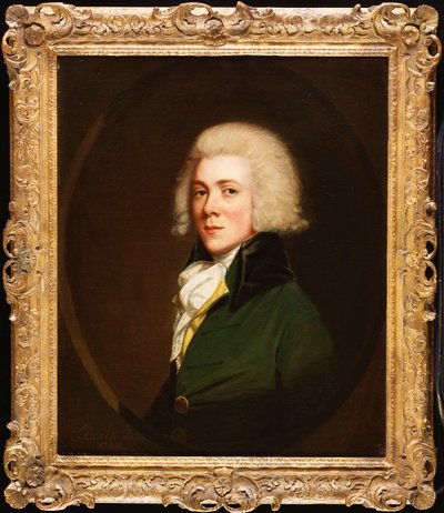 Reginald Pearchの肖像画、半分の長さ、緑のジャケットと白いストック、1788年 作： Thomas Beach