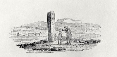 「イギリスの鳥と四足動物の歴史」のモニュメントによる男と少年 作： Thomas Bewick