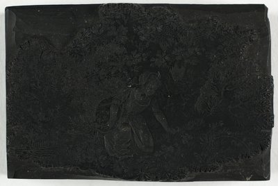 花を摘む女性のための版木 作： Thomas Bewick