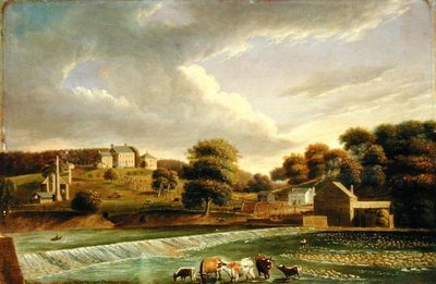 ミル・グローブ・ファーム、パーキオマン・クリーク、フィラデルフィア、1820年頃（油彩・パネル） 作： Thomas Birch