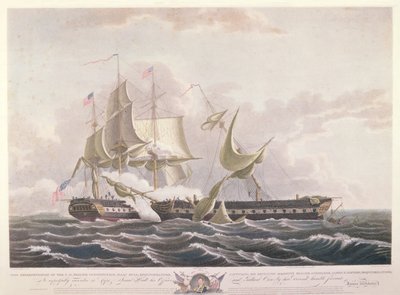 USS憲法とHMSゲリエールの戦い 作： Thomas Birch