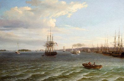 フィラデルフィアの眺め、デラウェア川を南に見て、 作： Thomas Birch