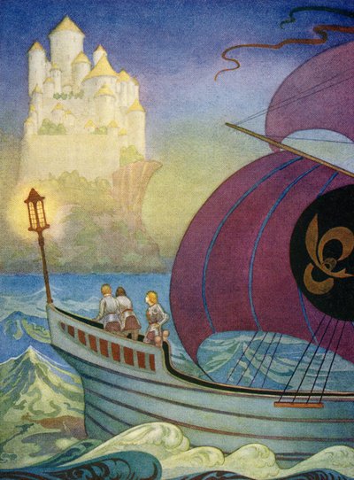 騎士パーセバル、海を渡ってキャメロットに近づく 作： Thomas Blakeley Mackenzie