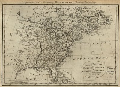 北アメリカ合衆国の正確な地図。イギリス領とスペイン領を含み、1784年の条約に従って慎重に作成された。LOC 74692103 作： Thomas Bowen