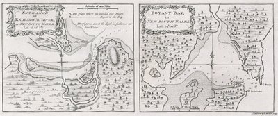 ジェームズ・クック船長の海図 エンデバー川とニュー・サウス・ウェールズのボタニー湾の入り口 作： Thomas Bowen