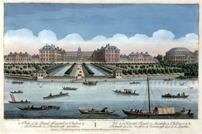 チェルシーの王立病院とラネラグ ガーデンのロタンダの眺め、ロンドン、1751 年 作： Thomas Bowles