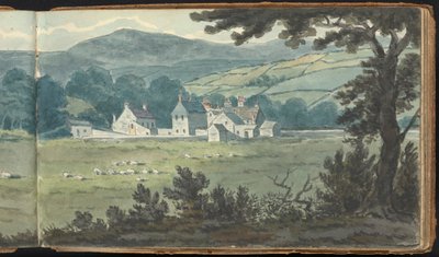山水図帖 牧場と羊の放牧田園風景 作： Thomas Bradshaw