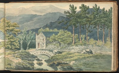 風景図帖 山道沿いの二軒の家 作： Thomas Bradshaw