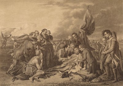 1759年1759年9月13日、ケベック州アブラハムの高原でのウルフ将軍の死 作： Thomas Brown