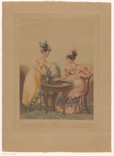 テーブルの後ろで絵を描く女性 朝（オブジェクトのタイトル） 作： Thomas Busby