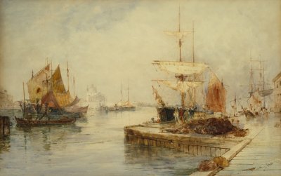 ジュデッカヴェネツィアへの入り口、1870年頃（鉛筆と水彩） 作： Thomas Bush Hardy