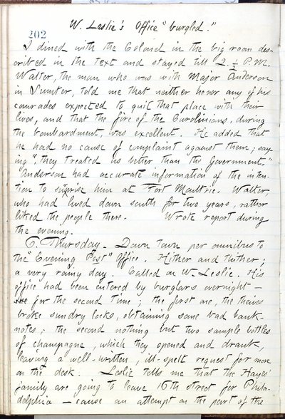 トーマス・バトラー・ガン・ダイアリー-第16巻224ページ、1861年6月5日 作： Thomas Butler Gunn