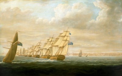 1797年7月、カディスにおけるネルソンの陸上阻止艦隊（油彩・キャンバス）、1800年頃 作： Thomas Buttersworth