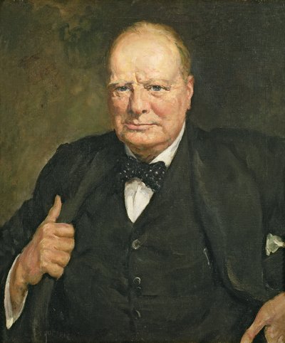 ウィンストン・チャーチル卿の肖像 (1874-1965) (キャンバスに油彩) 作： Thomas Cantrell Dugdale