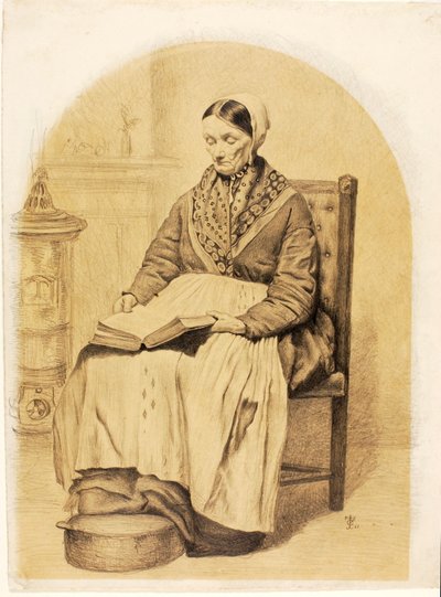 （座って本を読む女性） 作： Thomas Charles Farrer