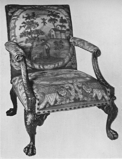 チッペンデールマホガニーアームチェア、18世紀半ば、1928年 作： Thomas Chippendale