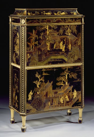 ハレウッド・ハウスのために作られた漆塗りの婦人用セクレタリー 作： Thomas Chippendale
