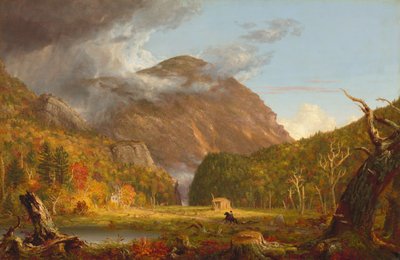ホワイト マウンテンズ クロフォード ノッチのノッチと呼ばれる峠の眺め、1839 年。 作： Thomas Cole