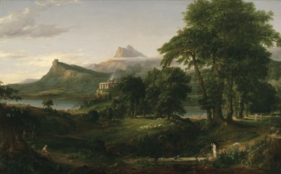 帝国の歩み。アルカディアンまたはパストラルの国家」1836年頃（油彩・キャンバス 作： Thomas Cole