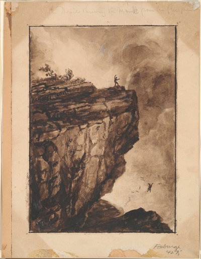 崖から修道士を投げる悪魔 作： Thomas Cole