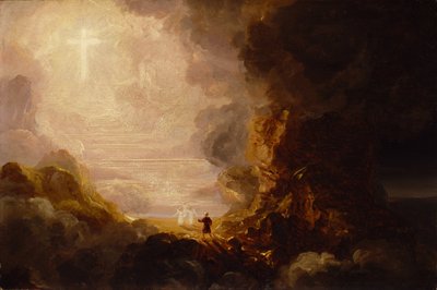 旅の終わりの十字架の巡礼者、c。 1846-48（キャンバスに油彩） 作： Thomas Cole