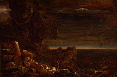 旅の終わりの世界の巡礼者（シリーズ『十字架と世界』のための研究） 作： Thomas Cole